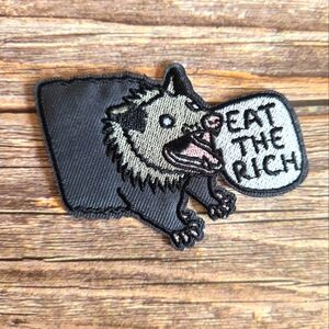 Eat The Rich Angry Possum Opossum Funny Punk Rock Iron On Patch